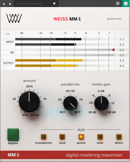 母带响度最大化/限制器-Softube Weiss MM-1 Mastering Maximizer v2.5.9-R2R-音频幻坊