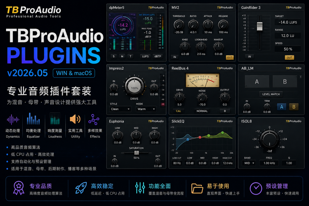 图片[1]-TBProAudio Plugins v2026.05 下载 | Win/macOS 专业音频插件套装