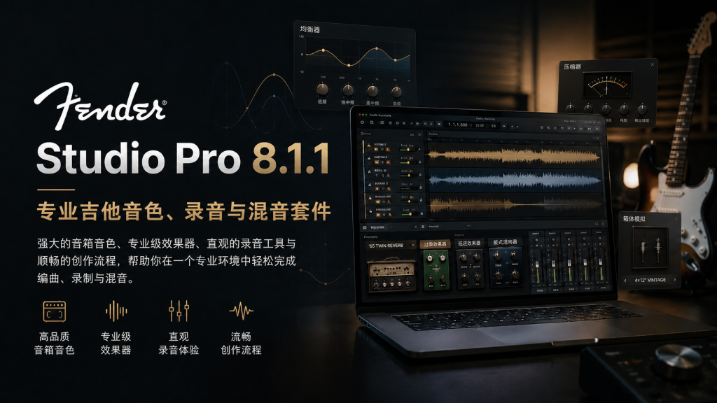 图片[1]-Fender Studio Pro 8.1.1 专业吉他录音与混音软件